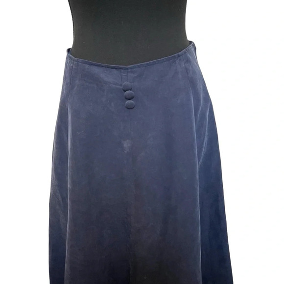 Faux Suede Adjustable Midi Maxi Skirt Blue Size Large - Picture 3 of 7